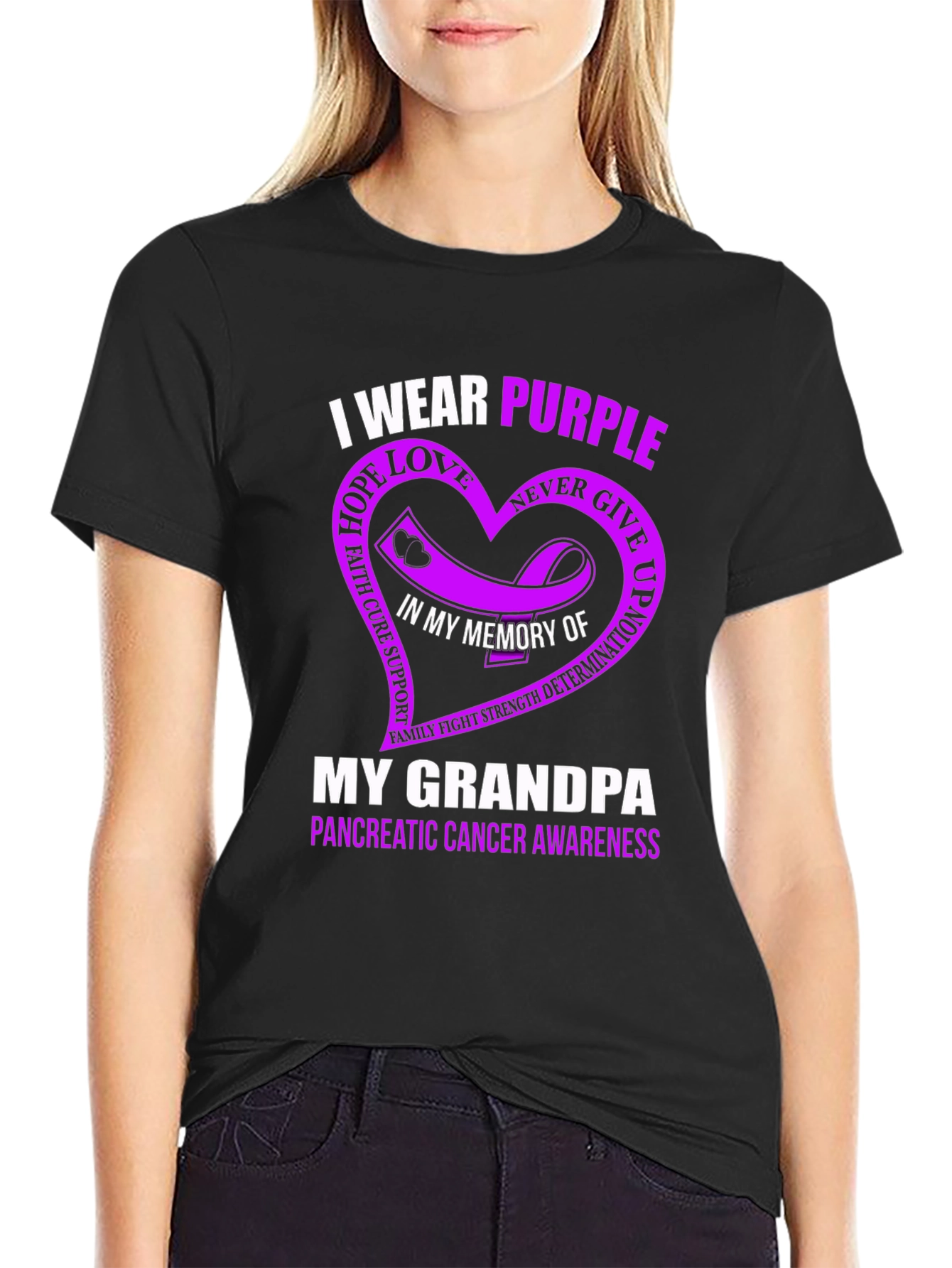 Purple Ribbon Pancreatic Cancer Awareness T-Shirt