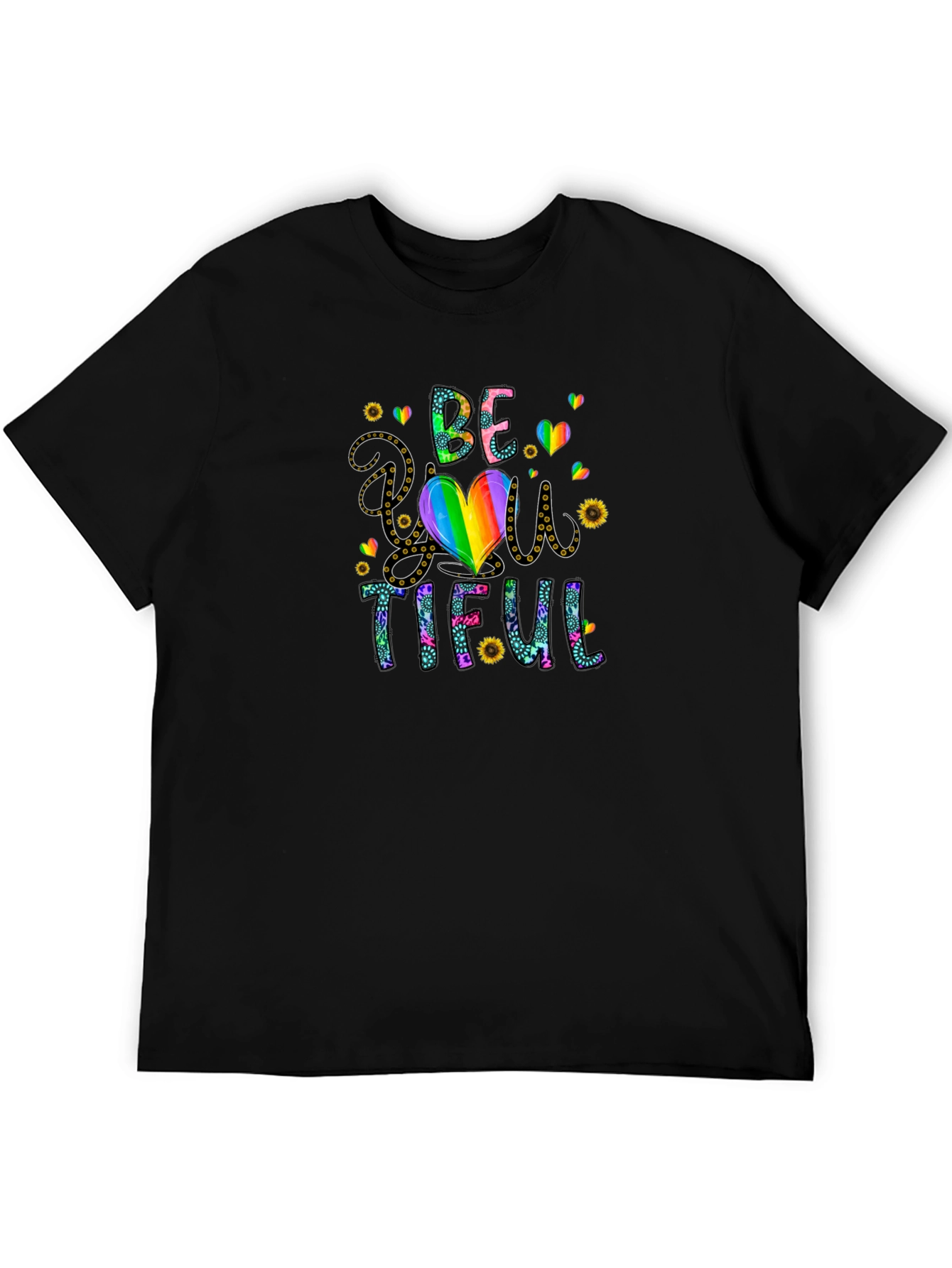 Be You Tiful T-Shirt - Rainbow Heart Design