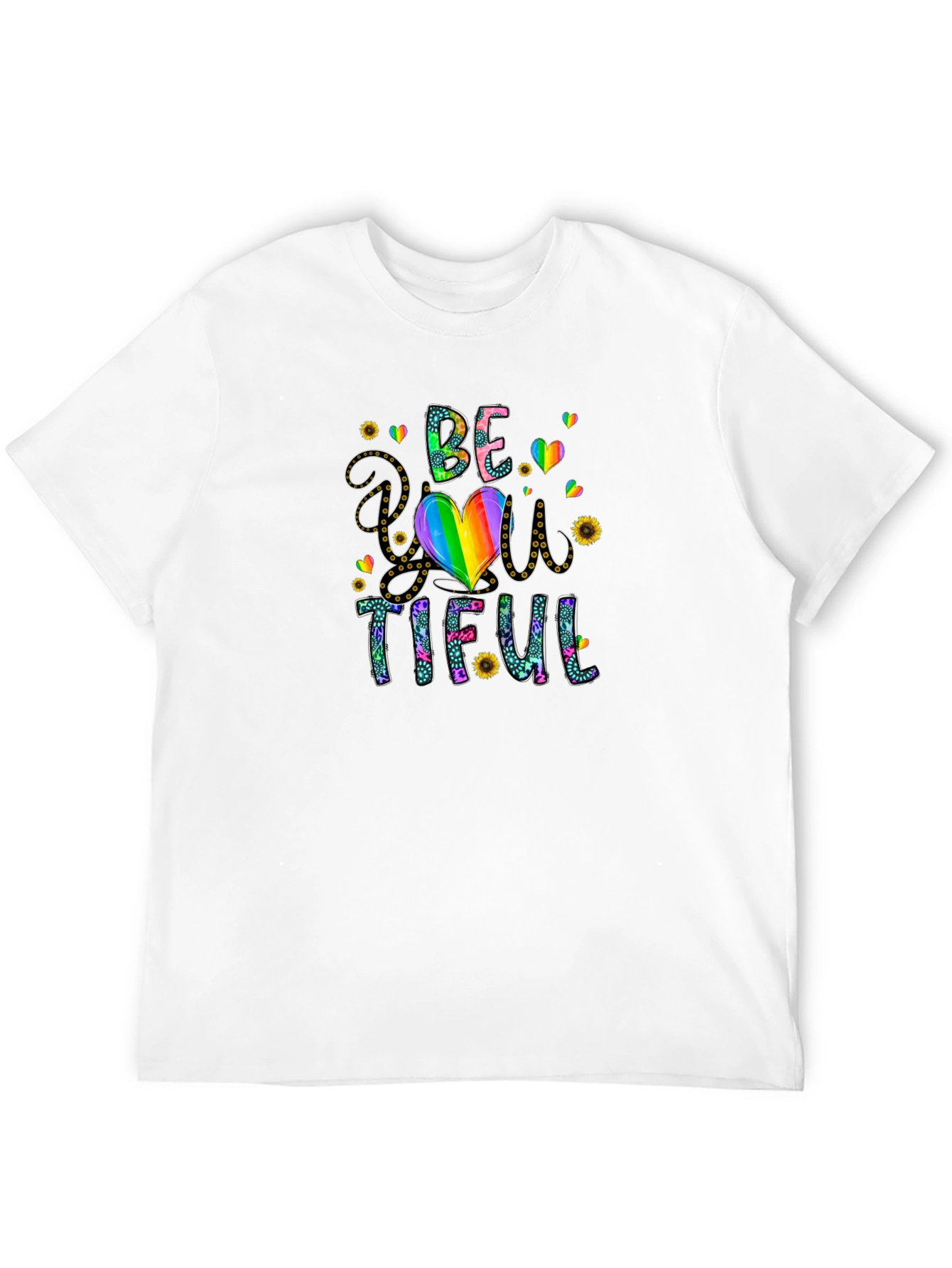 Be You Tiful T-Shirt - Rainbow Heart Design