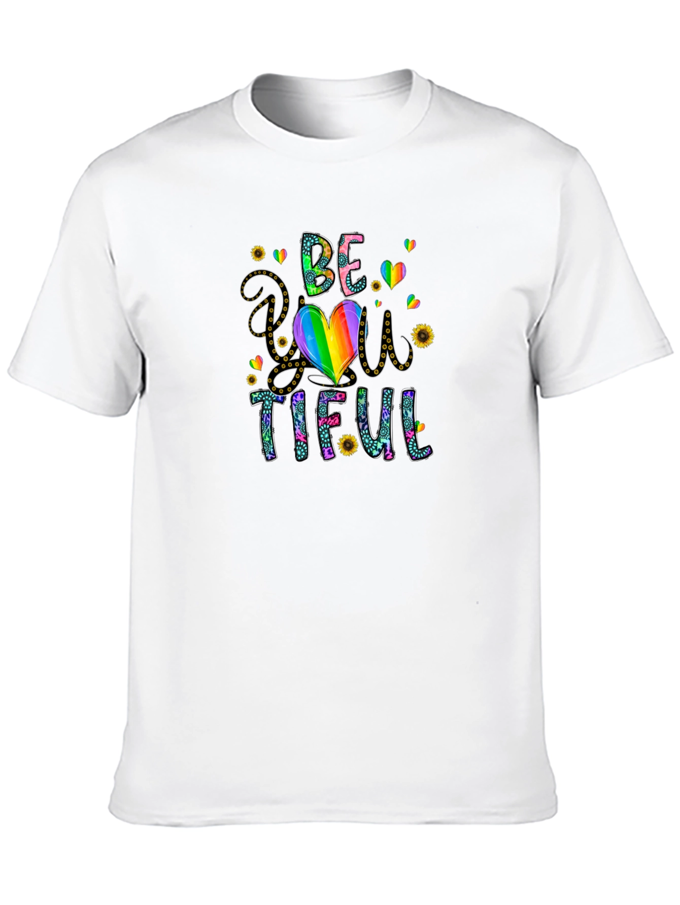 Be You Tiful T-Shirt - Rainbow Heart Design