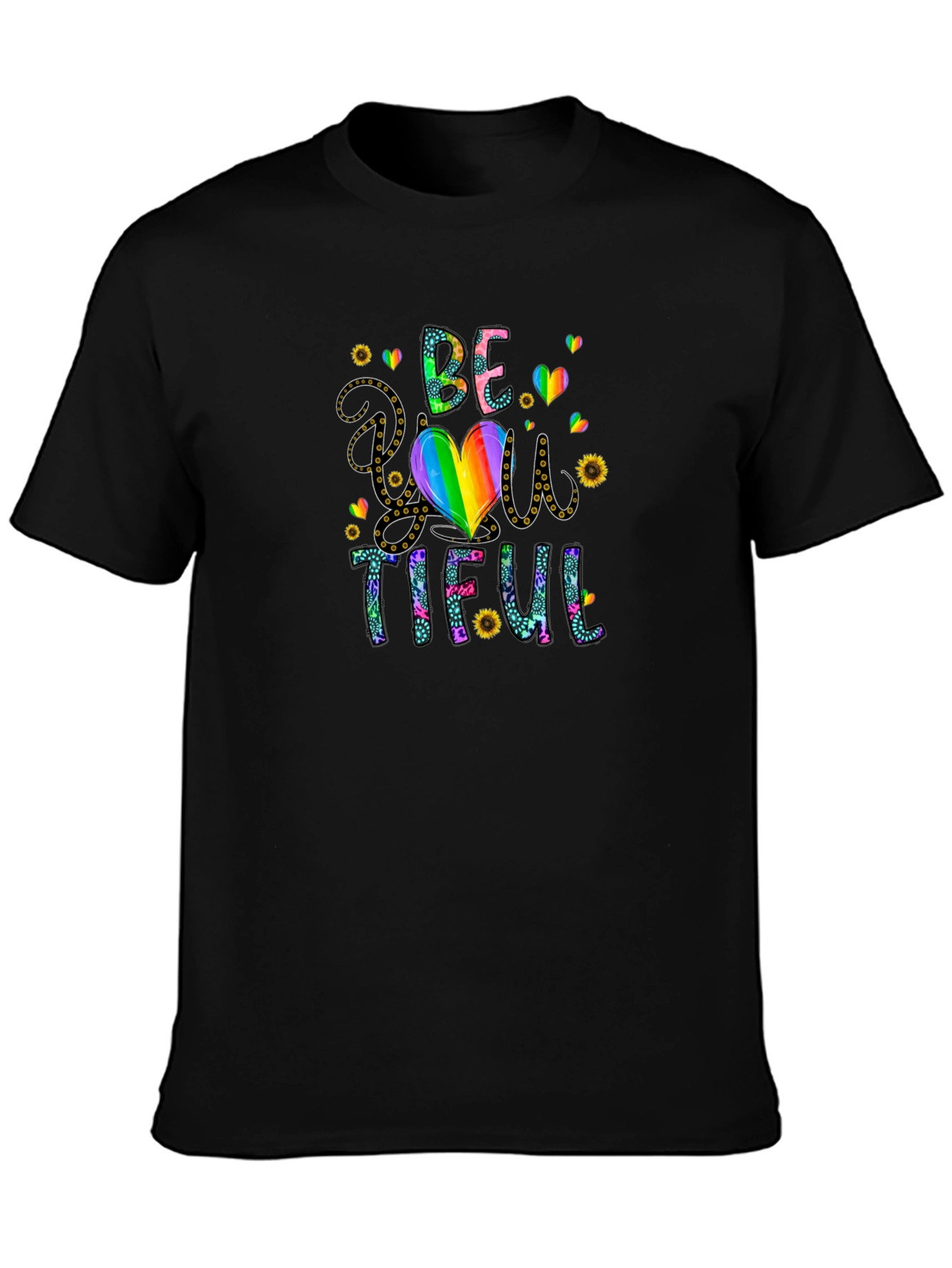 Be You Tiful T-Shirt - Rainbow Heart Design