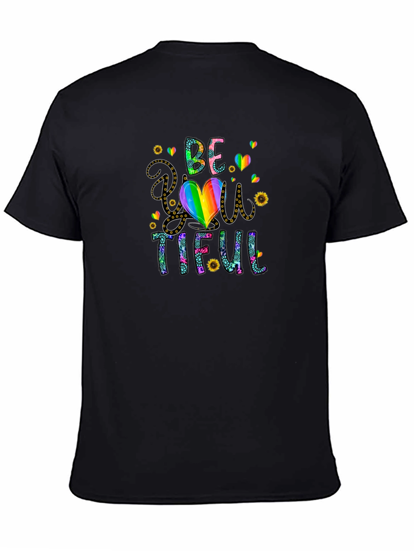 Be You Tiful T-Shirt - Rainbow Heart Design