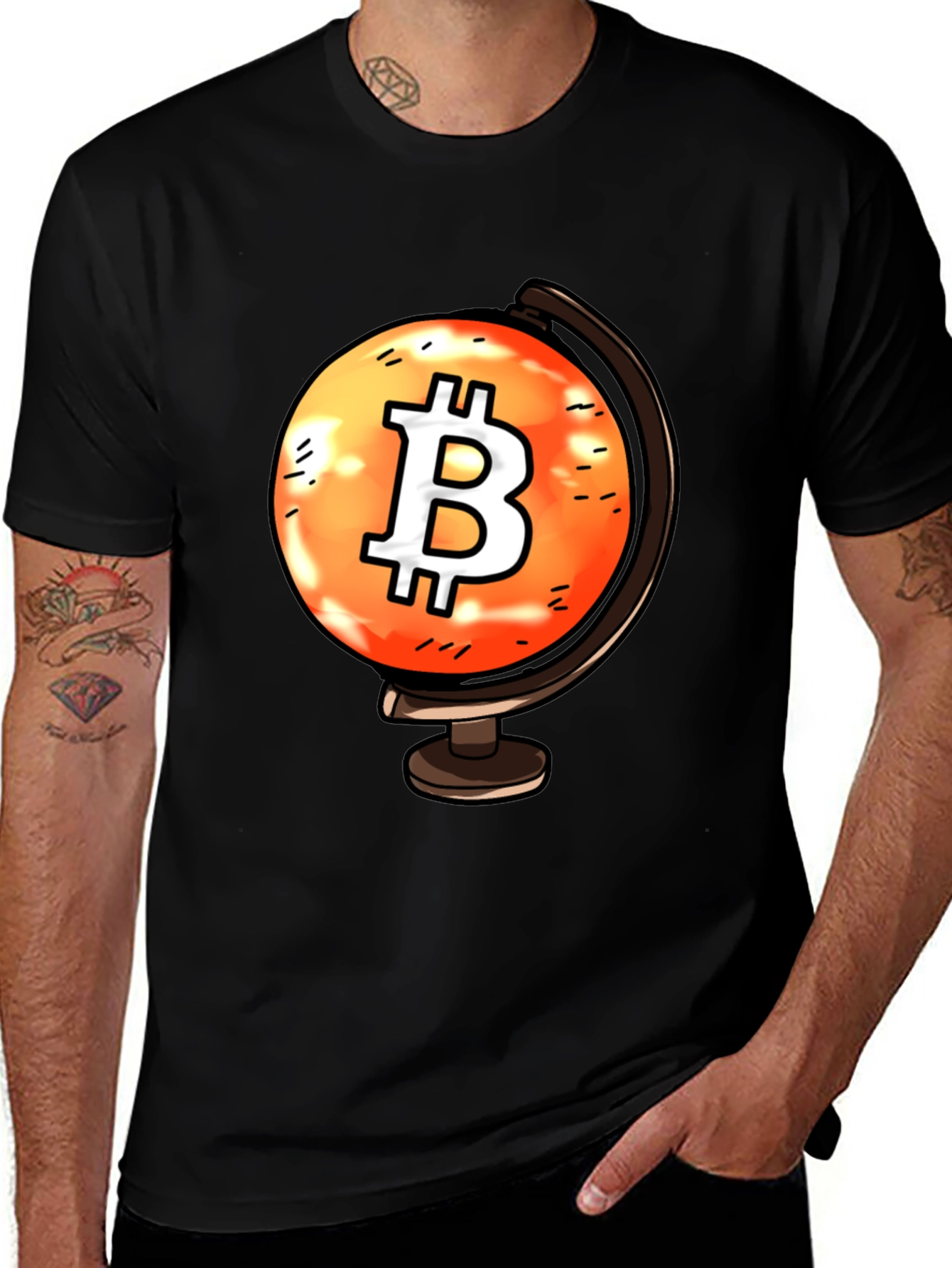 Bitcoin Globe Graphic Tee - Crypto Currency T-Shirt