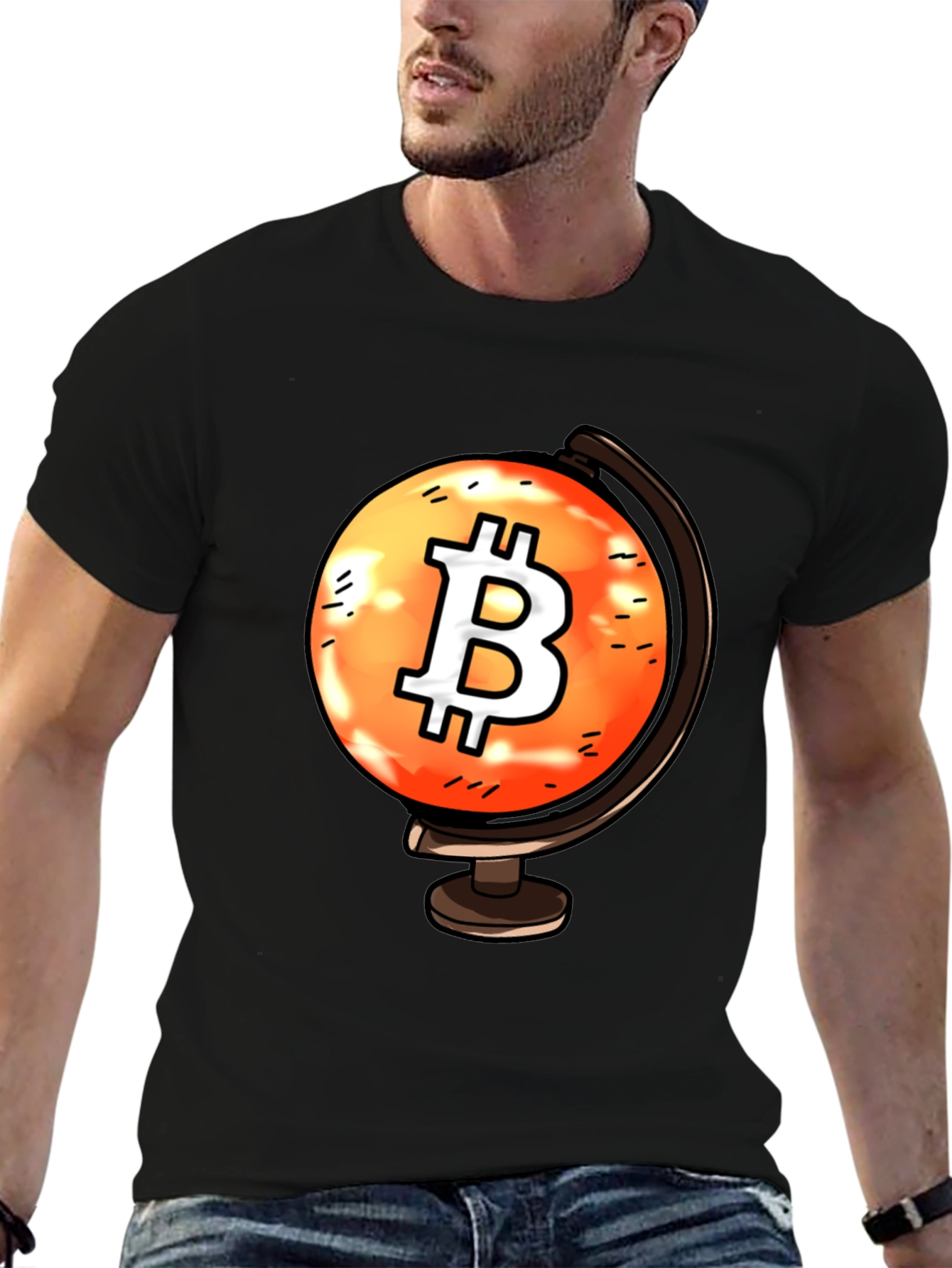 Bitcoin Globe Graphic Tee - Crypto Currency T-Shirt