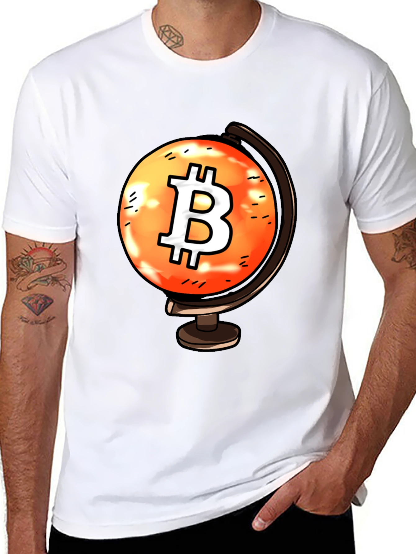 Bitcoin Globe Graphic Tee - Crypto Currency T-Shirt