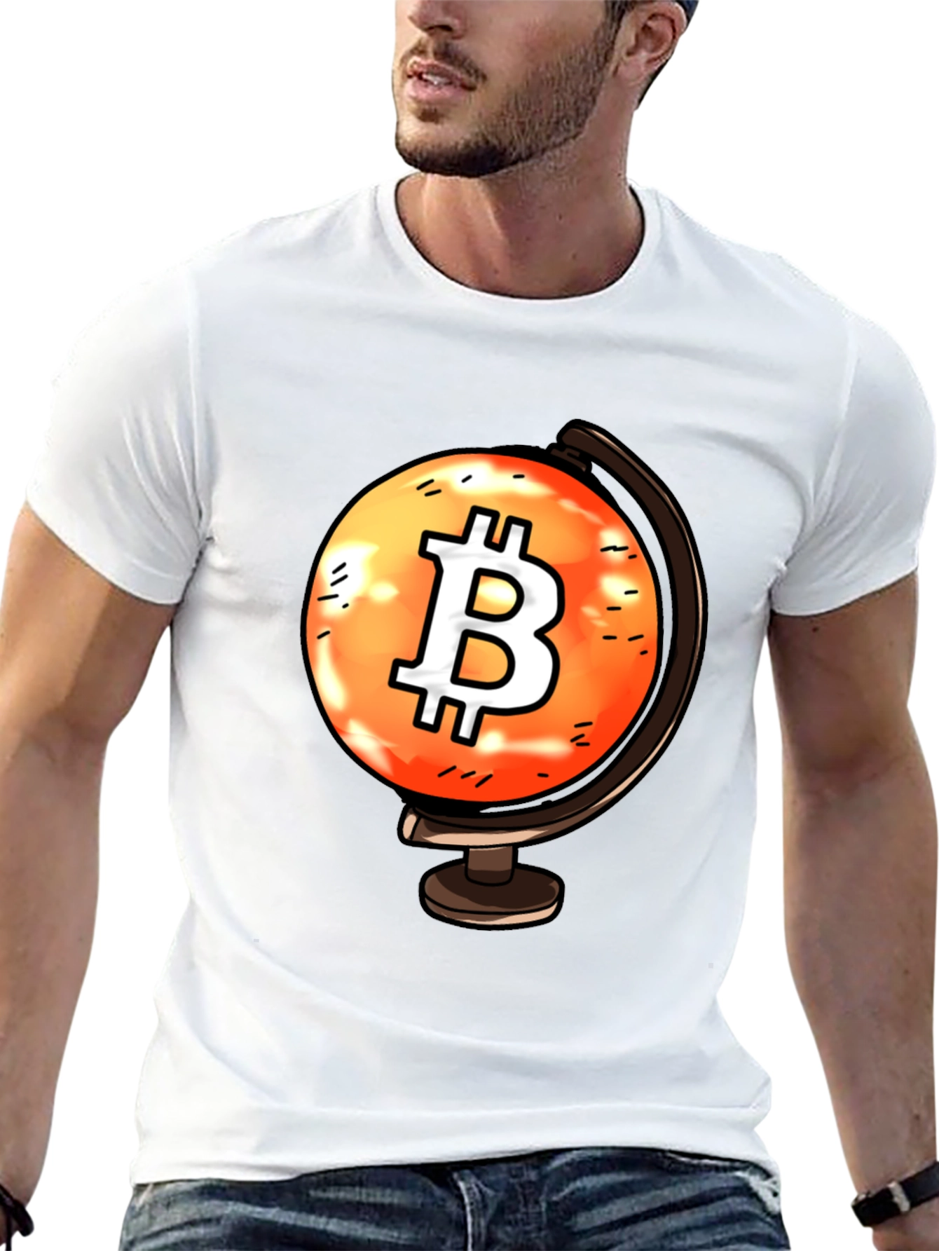Bitcoin Globe Graphic Tee - Crypto Currency T-Shirt