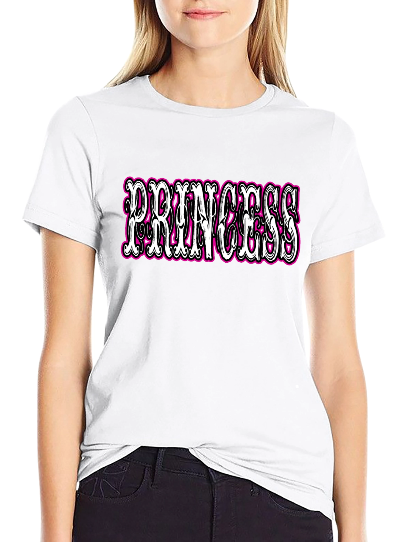Princess Graphic Tee - Black Cotton T-Shirt