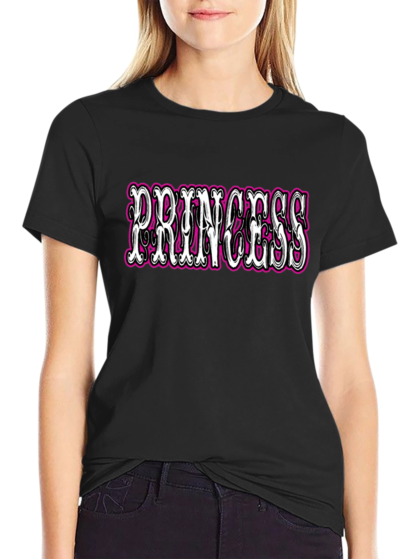 Princess Graphic Tee - Black Cotton T-Shirt