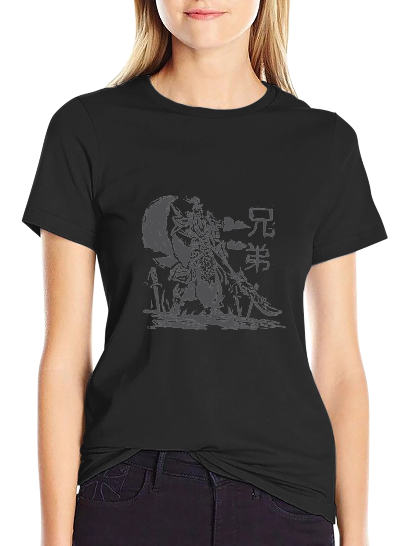 Samurai Graphic Print T-Shirt - Black