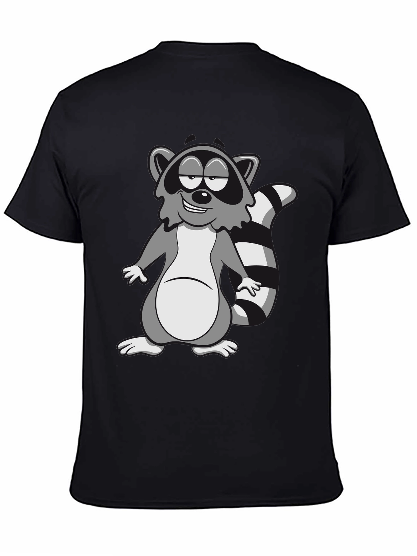 Cartoon Raccoon Graphic Black T-Shirt