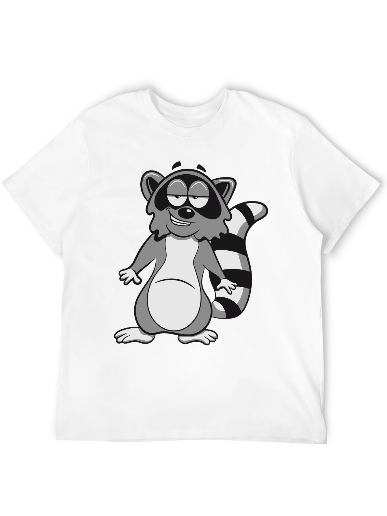 Cartoon Raccoon Graphic Black T-Shirt