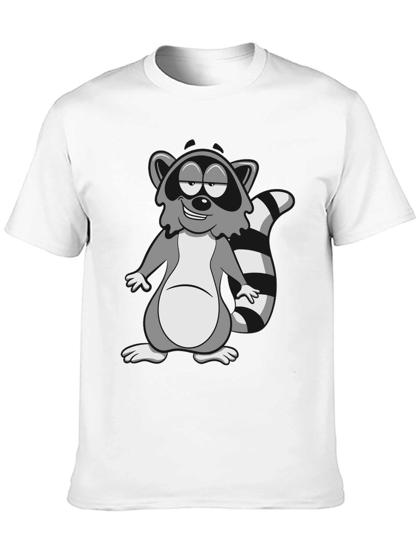 Cartoon Raccoon Graphic Black T-Shirt