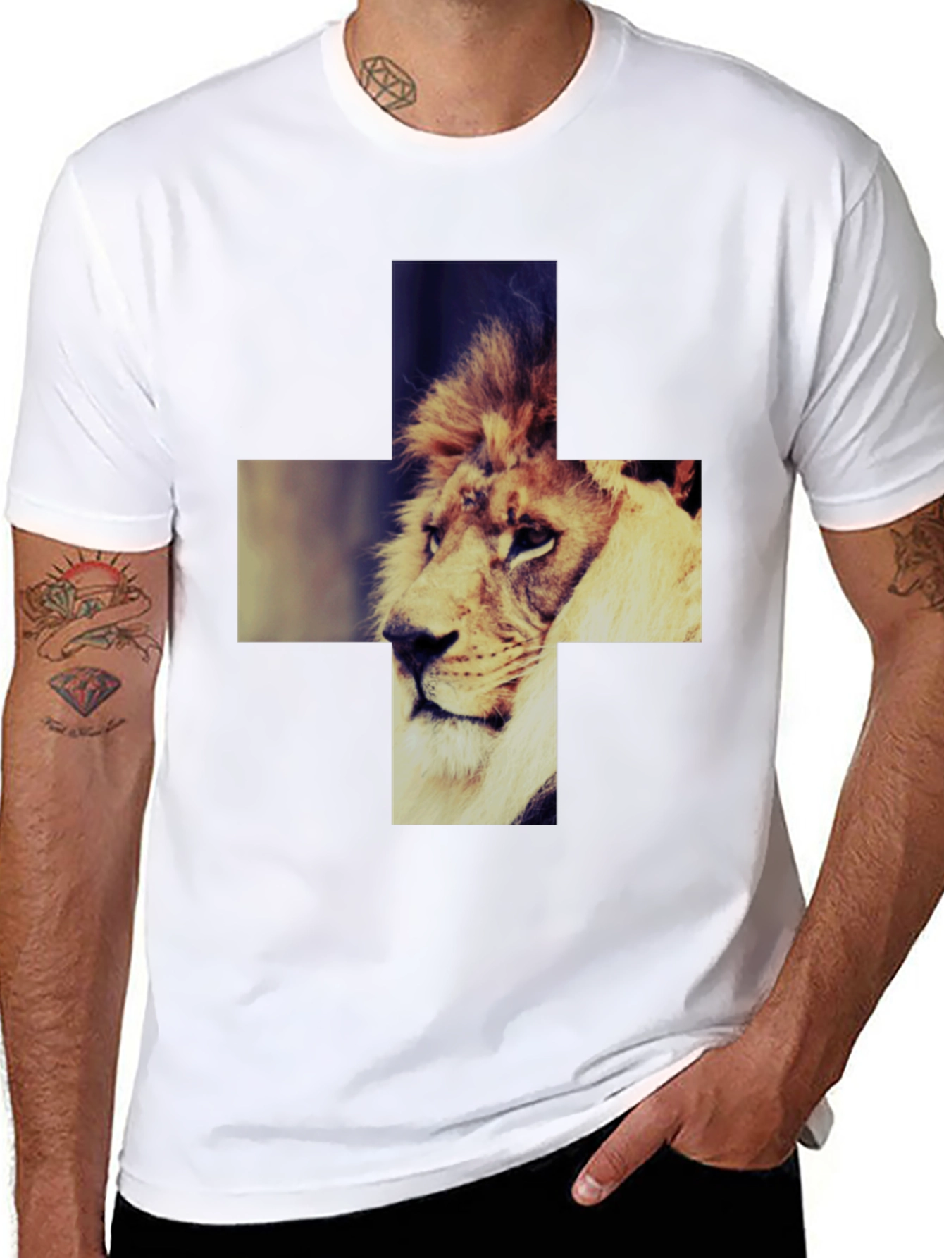 Lion Cross Graphic Tee - Cool & Stylish