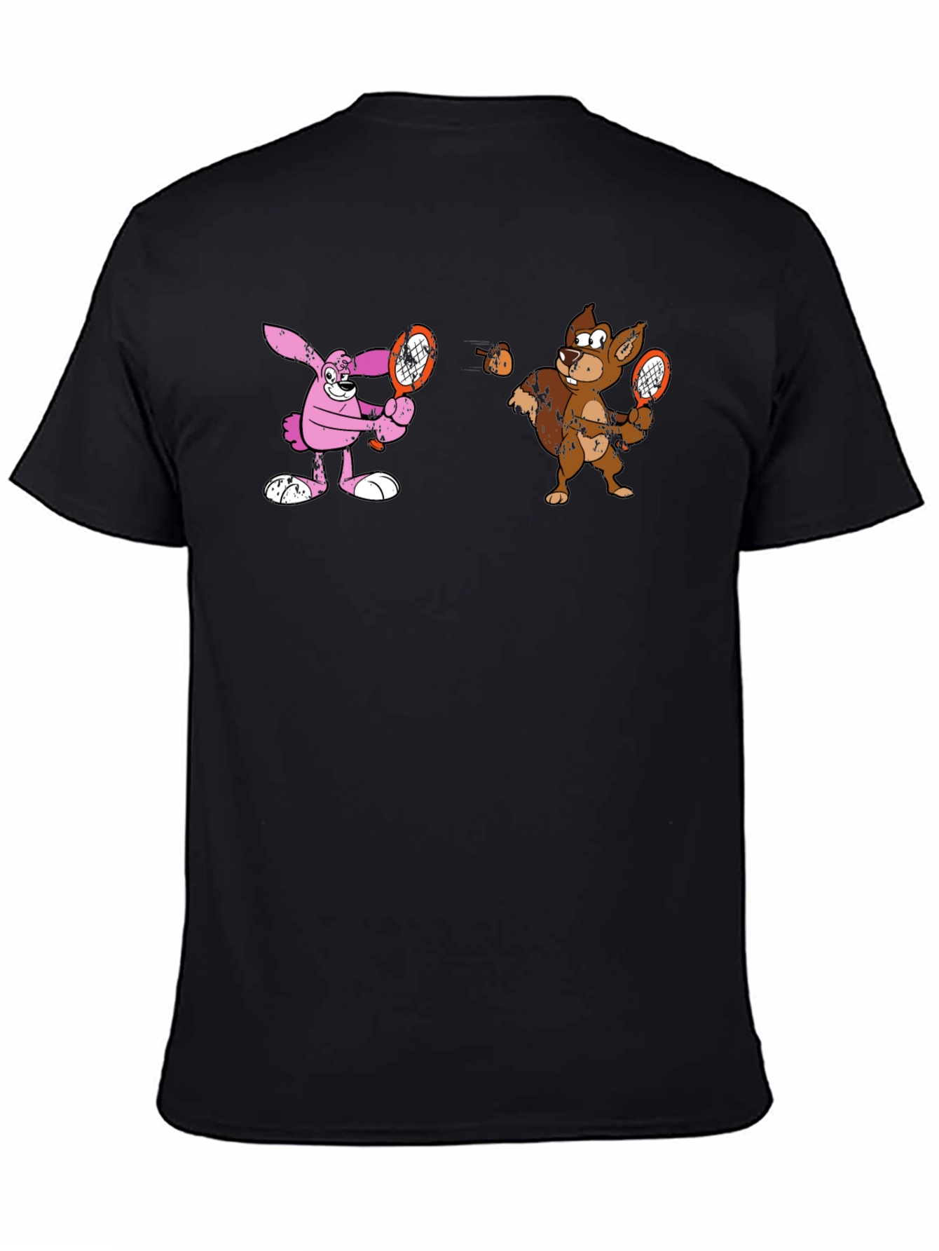 Tennis Cartoon Black T-Shirt