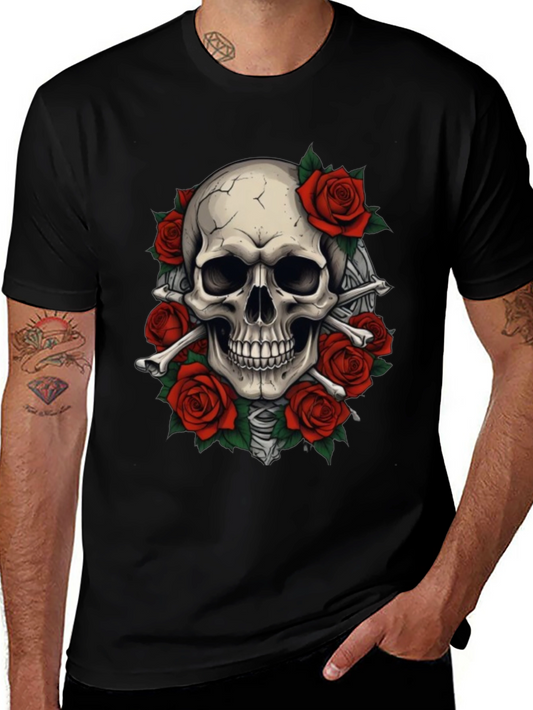 Skull & Roses Graphic T-Shirt - Goth Style