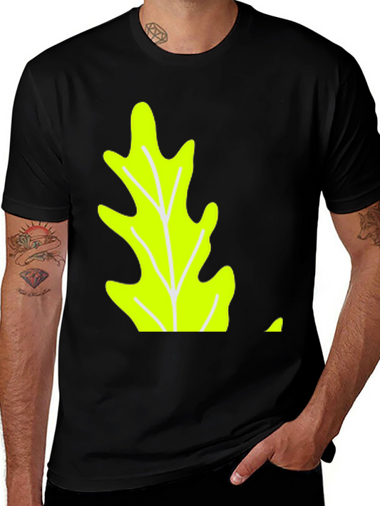 Leaf Graphic Tee - Black Cotton Casual Wear
