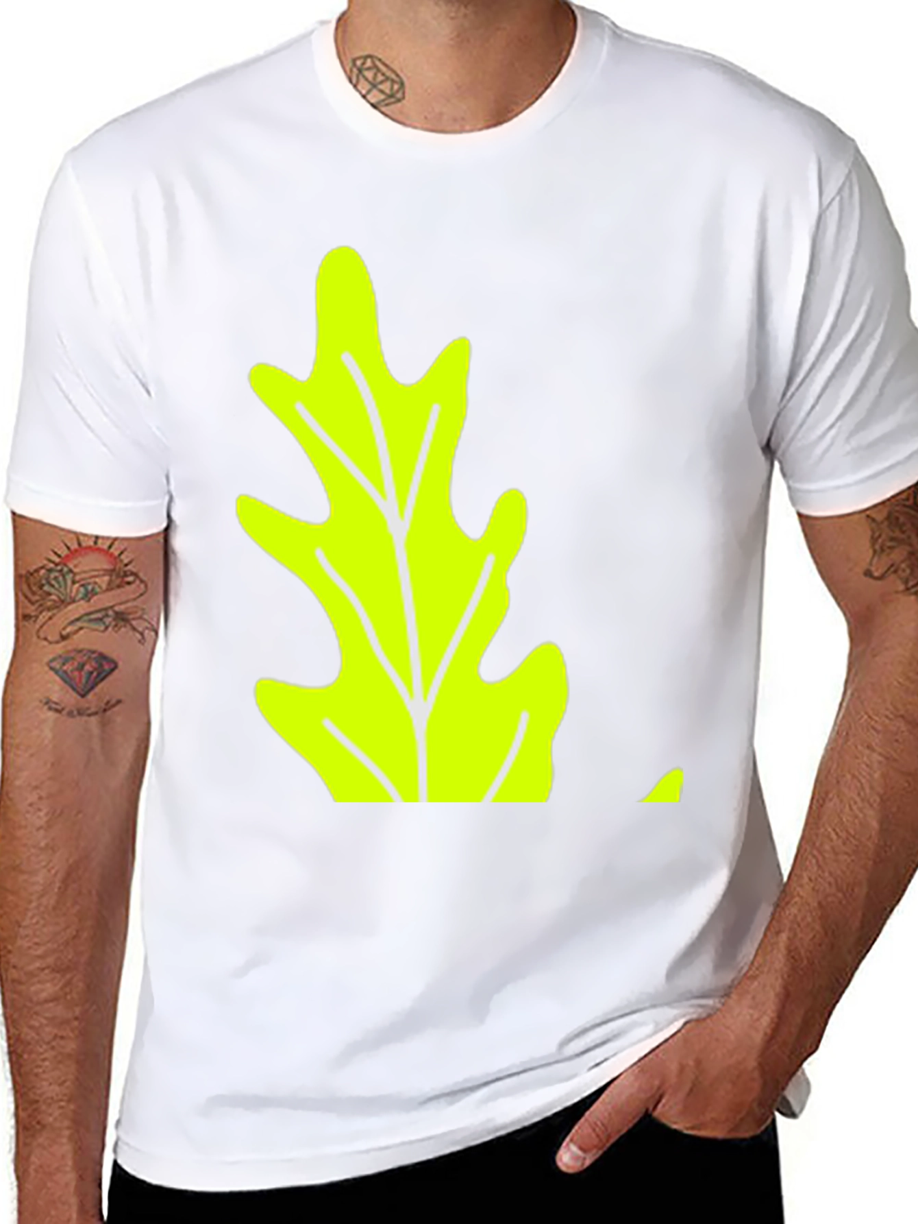 Leaf Graphic Tee - Black Cotton Casual Wear