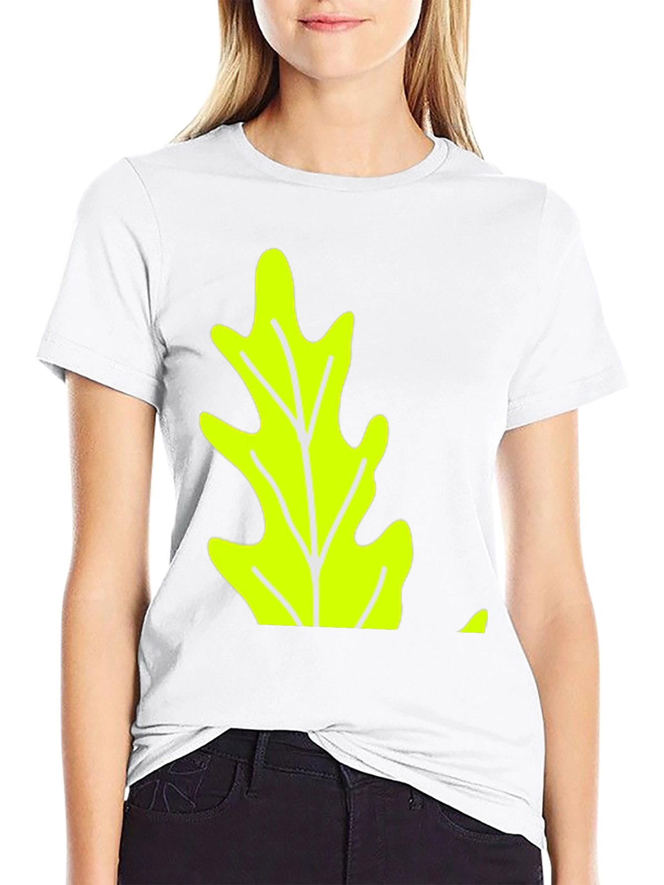 Leaf Graphic Tee - Black Cotton Casual Wear