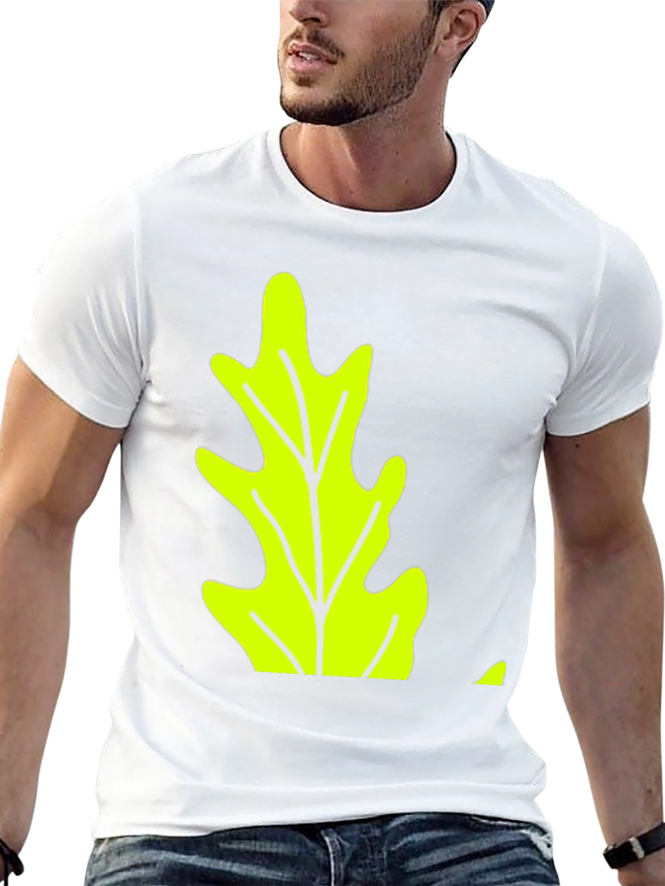 Leaf Graphic Tee - Black Cotton Casual Wear