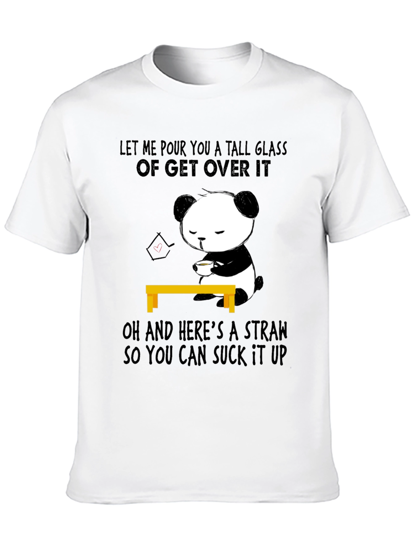 Funny Panda Get Over It T-Shirt Novelty Tee