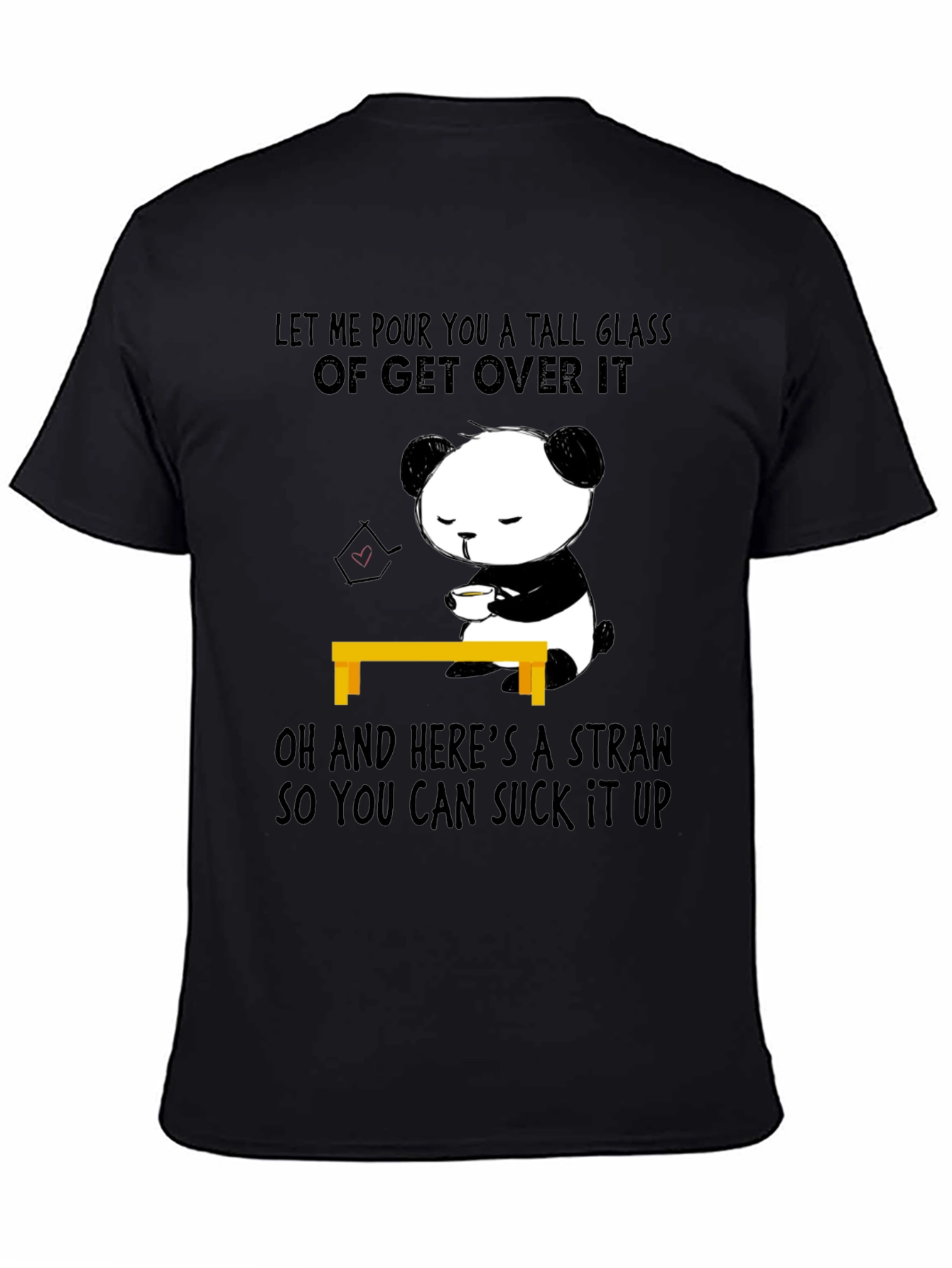 Funny Panda Get Over It T-Shirt Novelty Tee