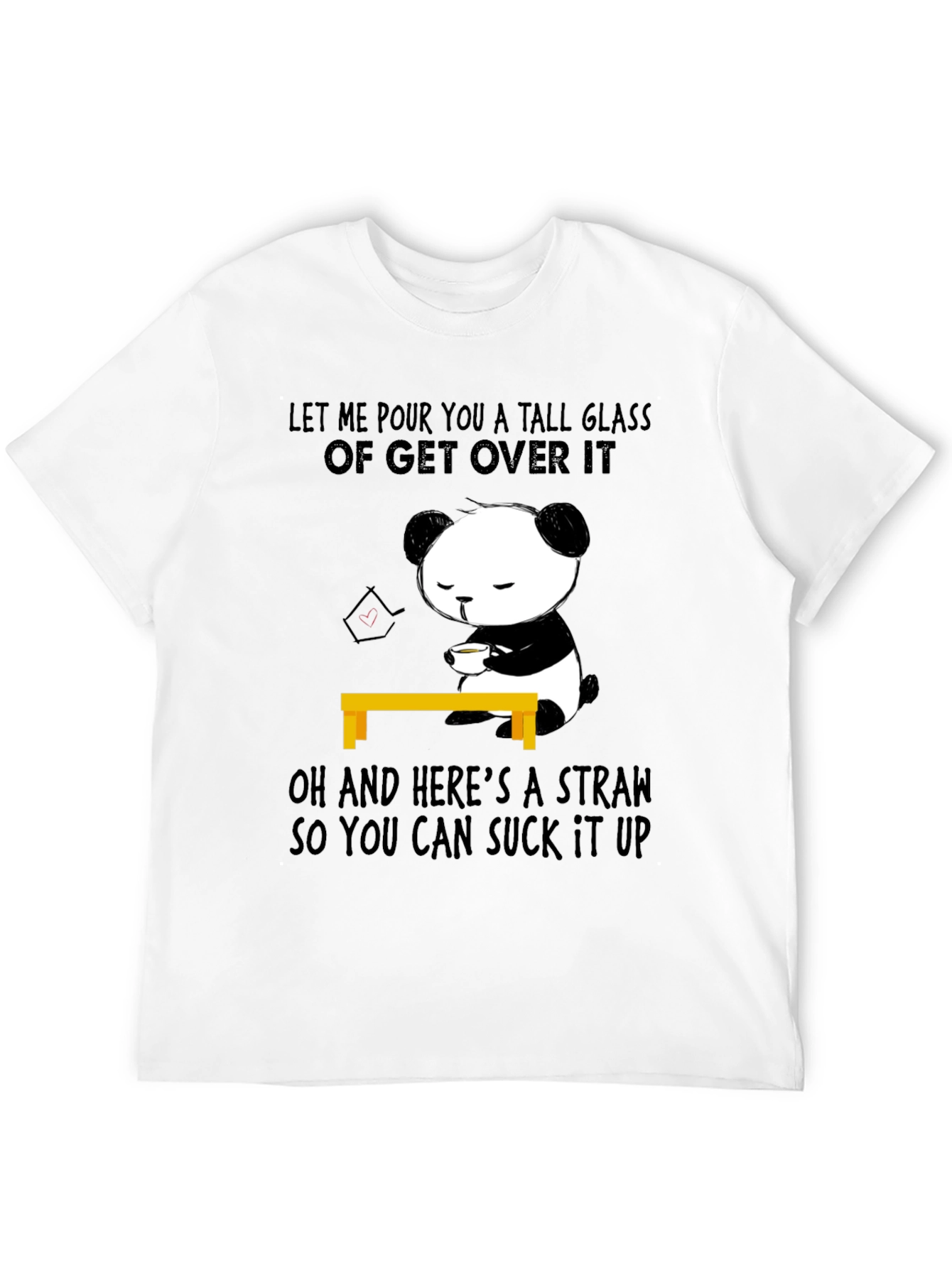 Funny Panda Get Over It T-Shirt Novelty Tee