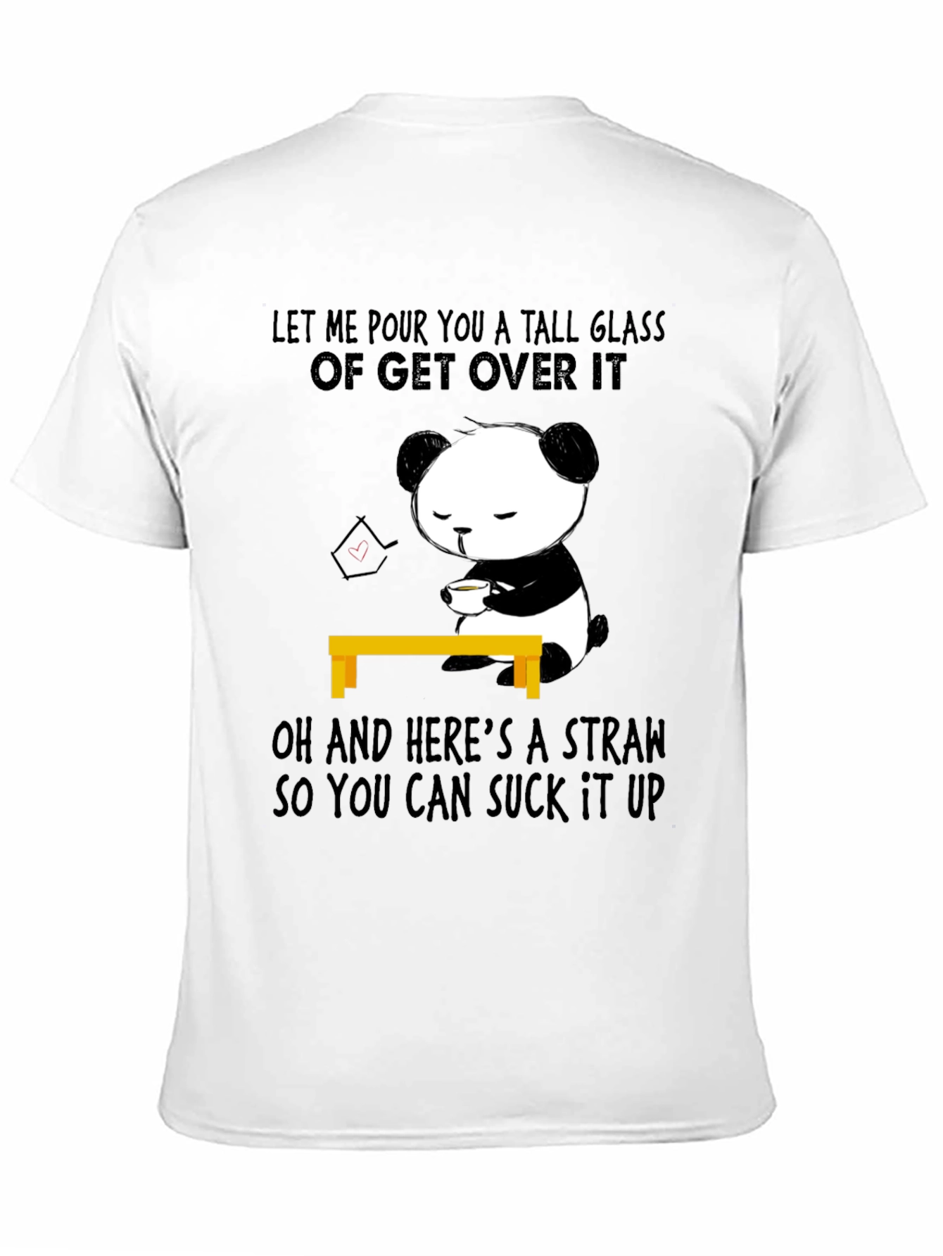 Funny Panda Get Over It T-Shirt Novelty Tee