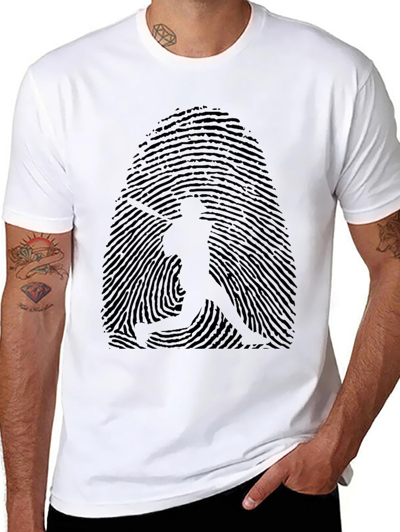 Baseball Fingerprint Graphic Tee - Black