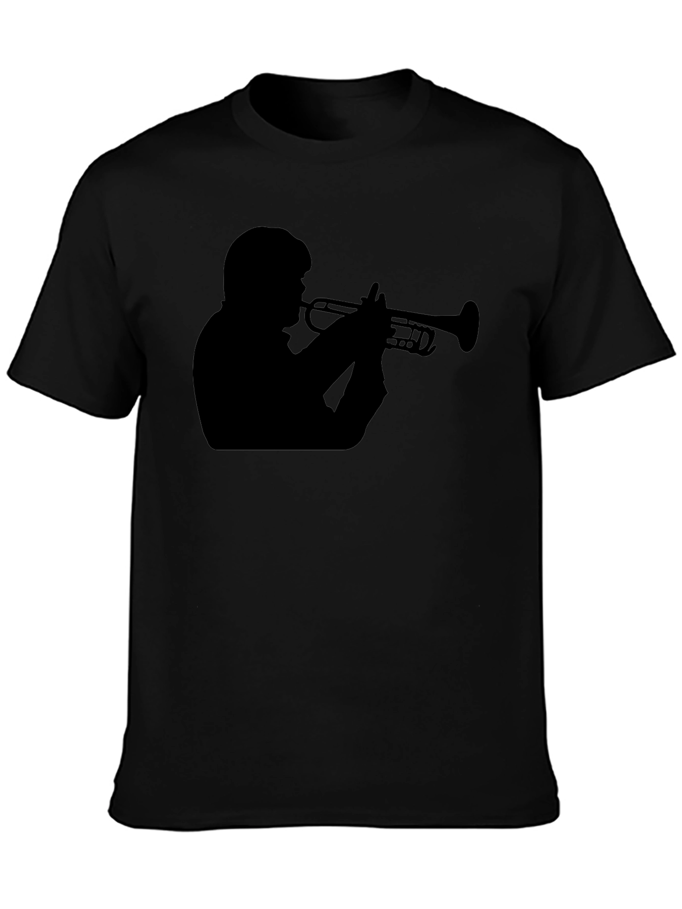 Trumpet Player Graphic Tee - Black Cotton T-Shirt