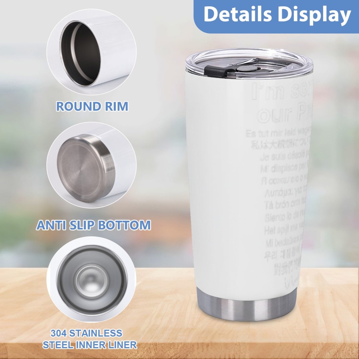 Office Insulated Stainless Steel Tumbler - Graphic Design Leak-Proof Cup