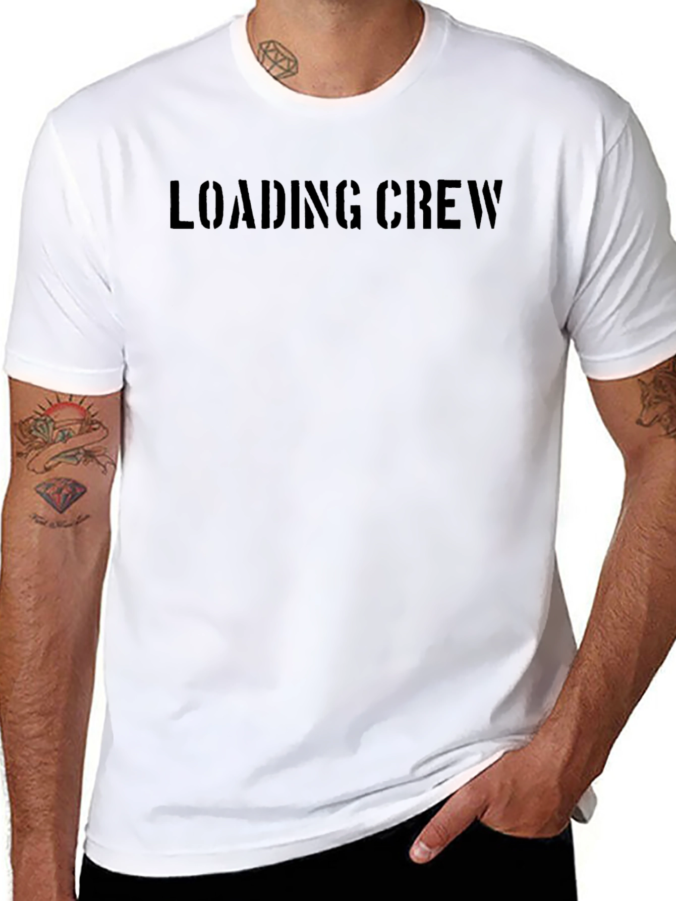 Loading Crew Graphic Tee - Black Cotton Comfort