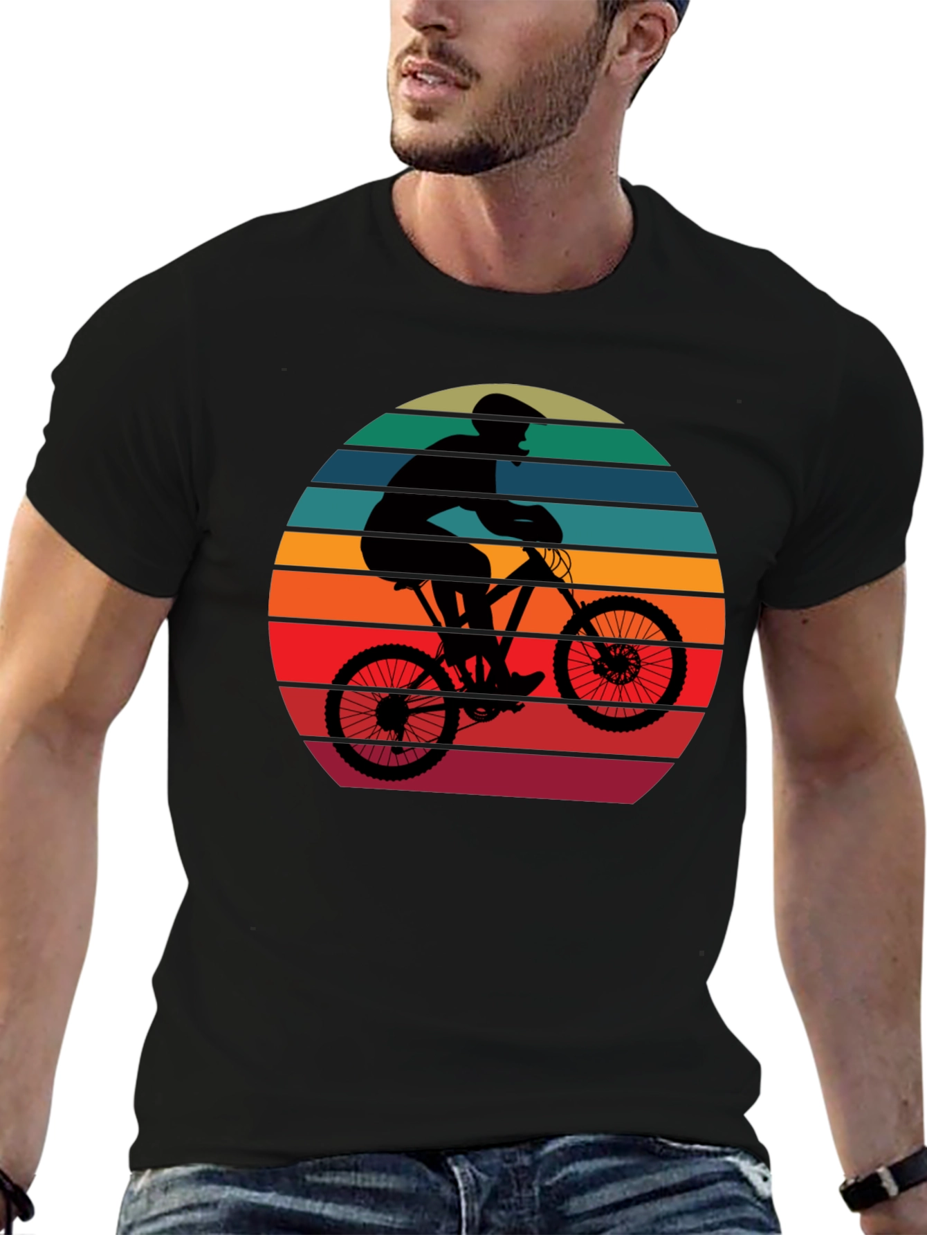 Mountain Biker Sunset Graphic Tee - Ride in Style!