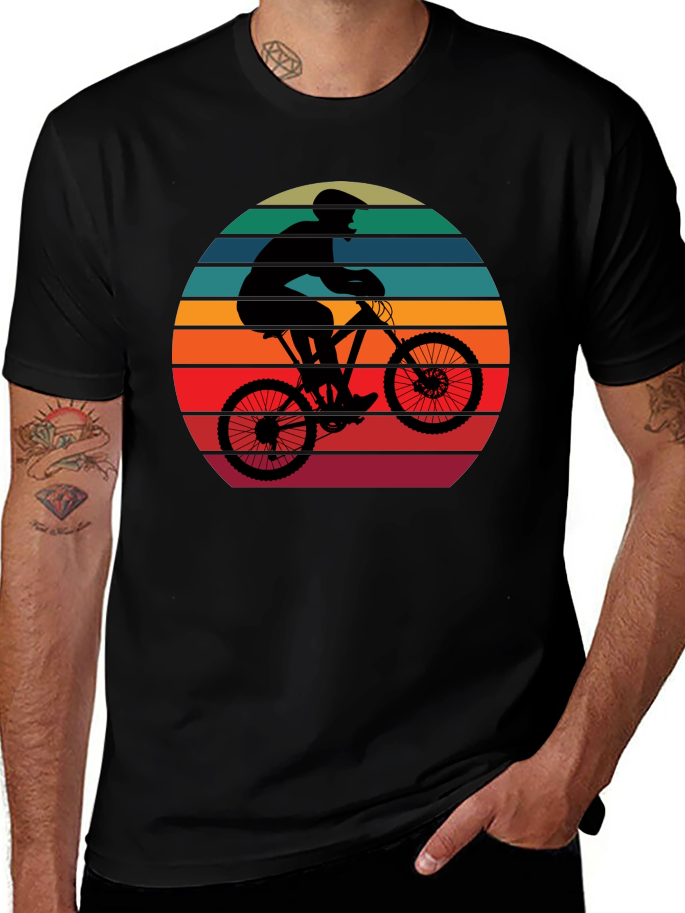 Mountain Biker Sunset Graphic Tee - Ride in Style!