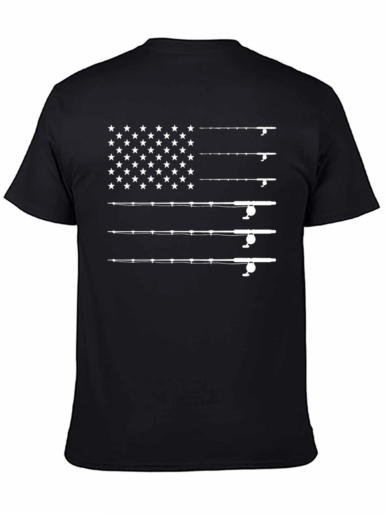 American Flag Fishing Rods Graphic T-Shirt