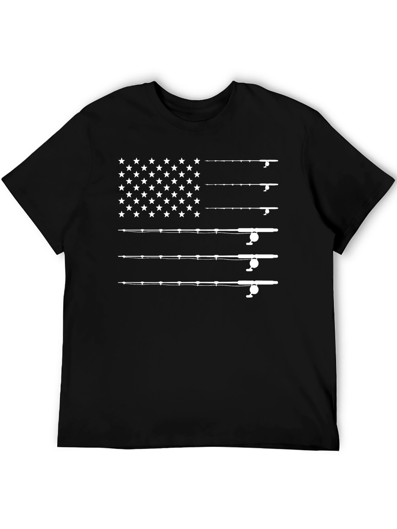 American Flag Fishing Rods Graphic T-Shirt