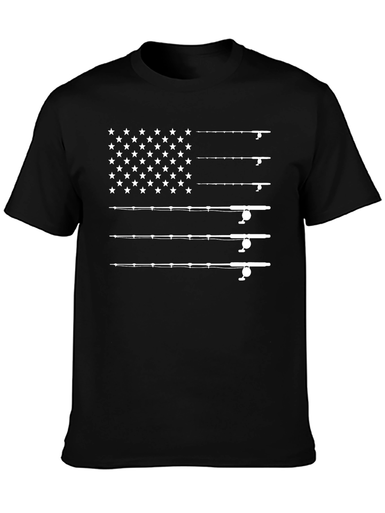 American Flag Fishing Rods Graphic T-Shirt
