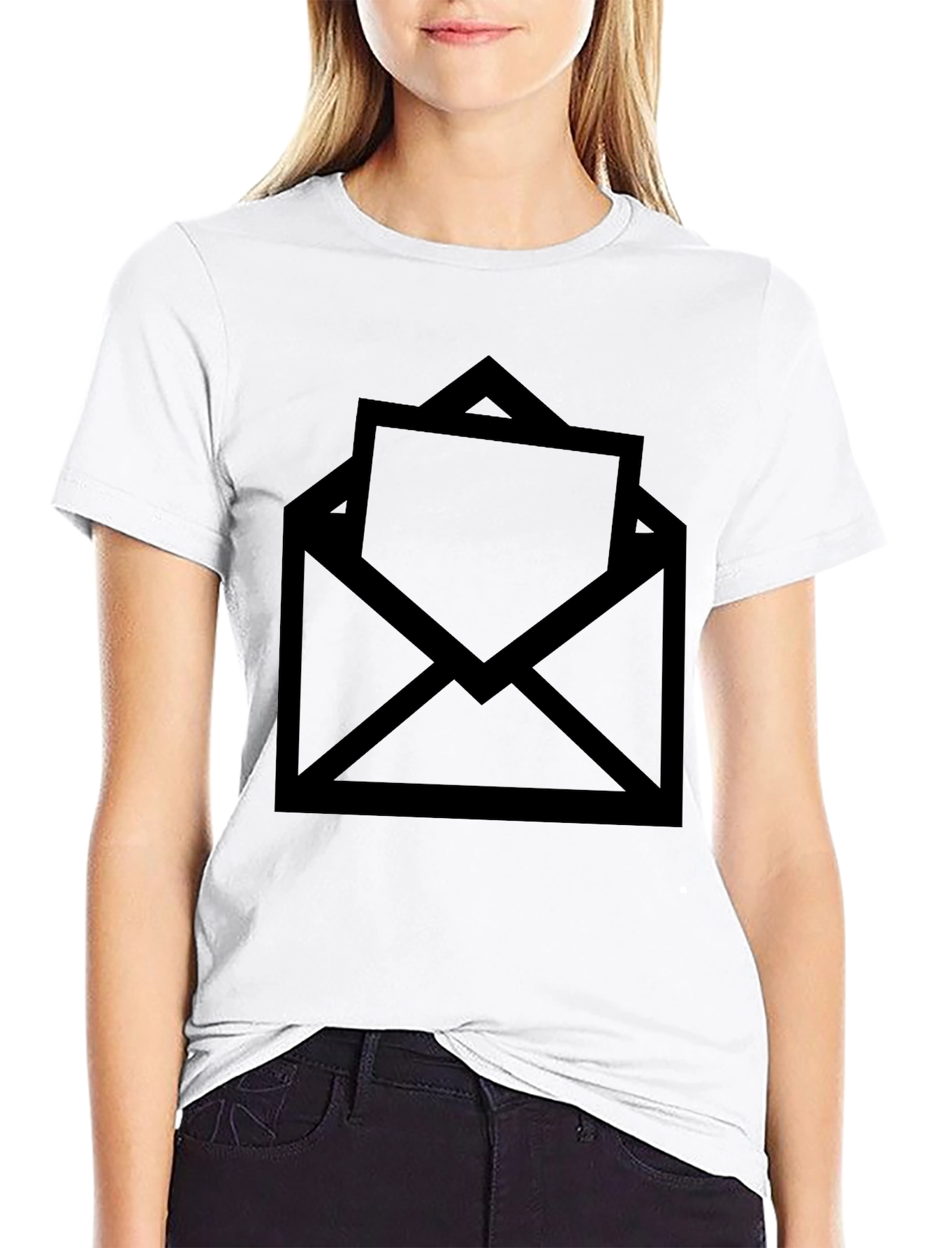 Black Graphic Tee - Open Envelope Design