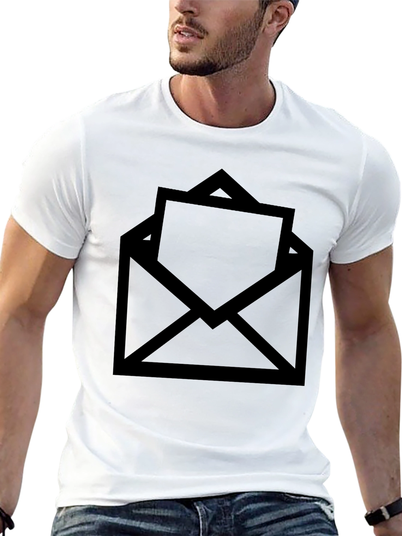 Black Graphic Tee - Open Envelope Design