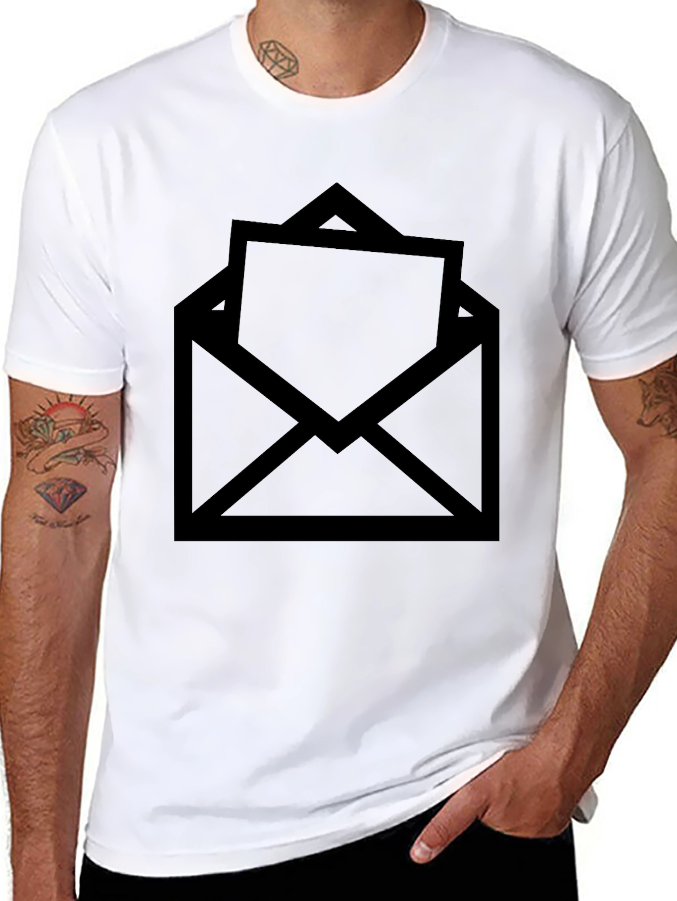 Black Graphic Tee - Open Envelope Design