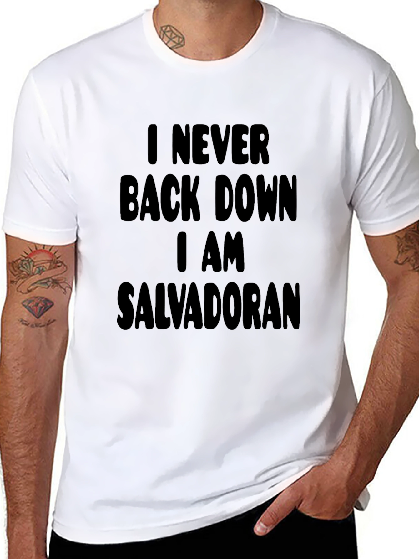 I Never Back Down Salvadoran Black T-Shirt