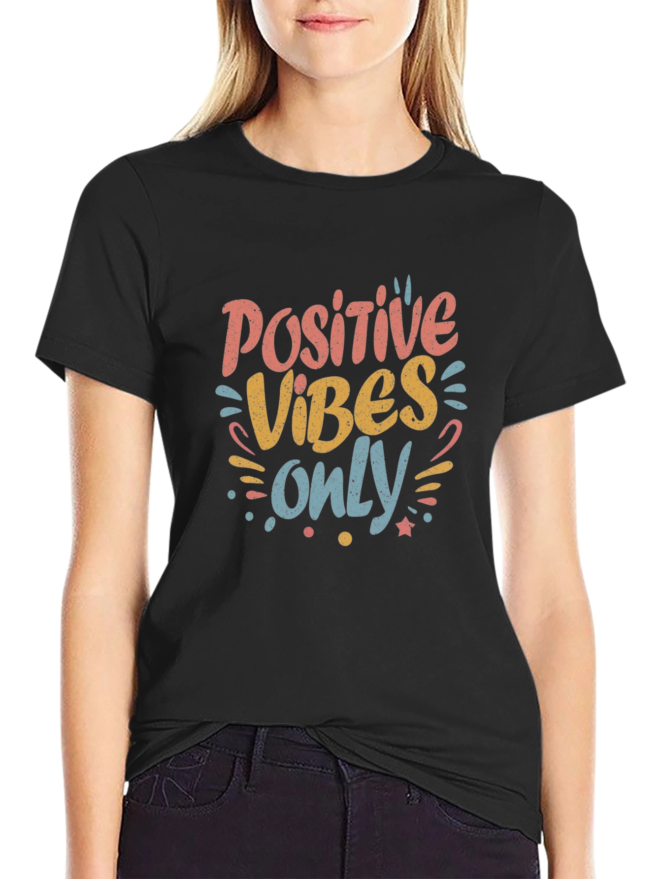 Positive Vibes Only Graphic Tee - Black