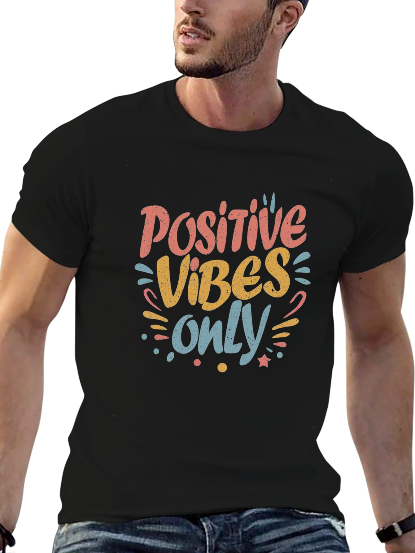 Positive Vibes Only Graphic Tee - Black
