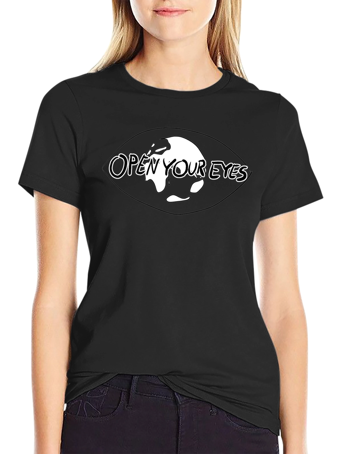Open Your Eyes Black Graphic Tee