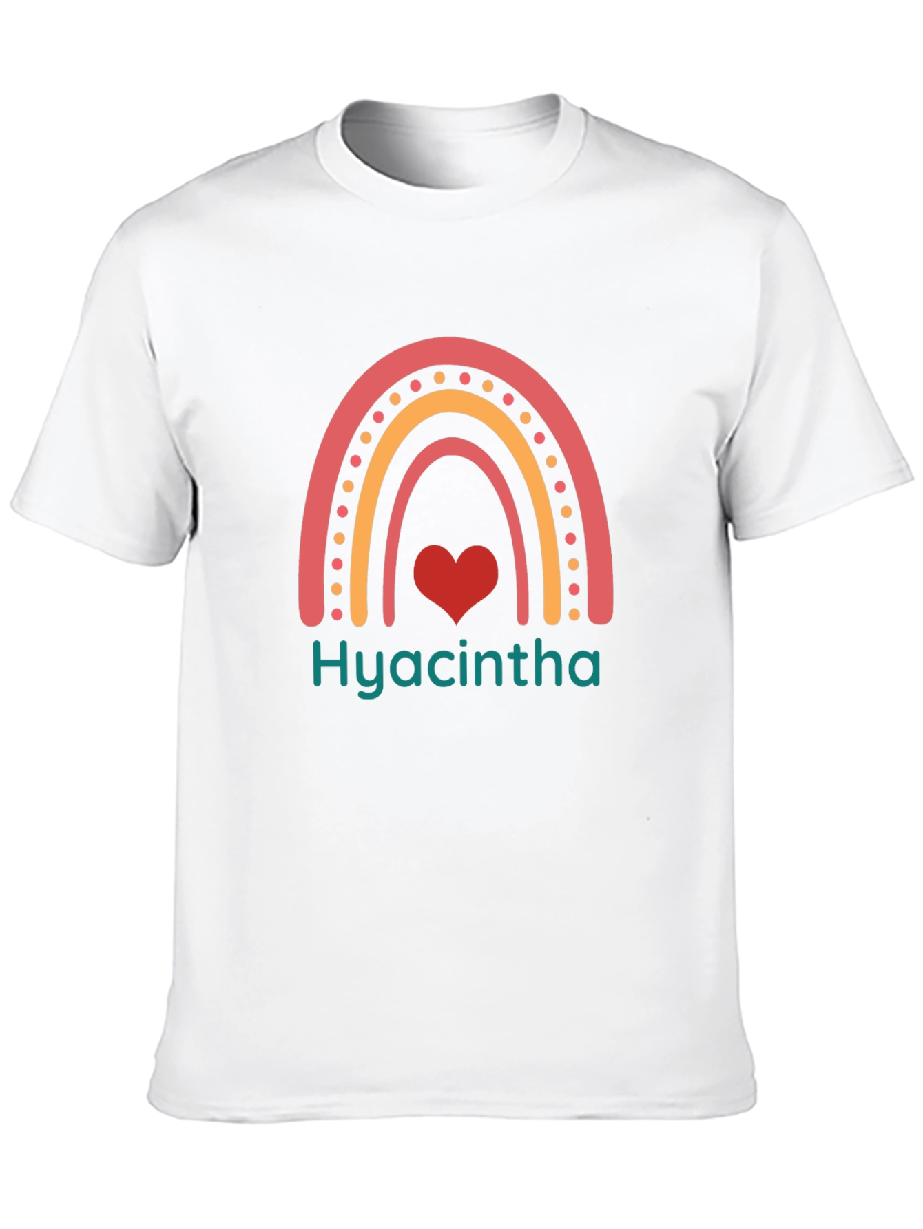 Hyacintha Rainbow Heart Tee - Cute Custom Name Shirt