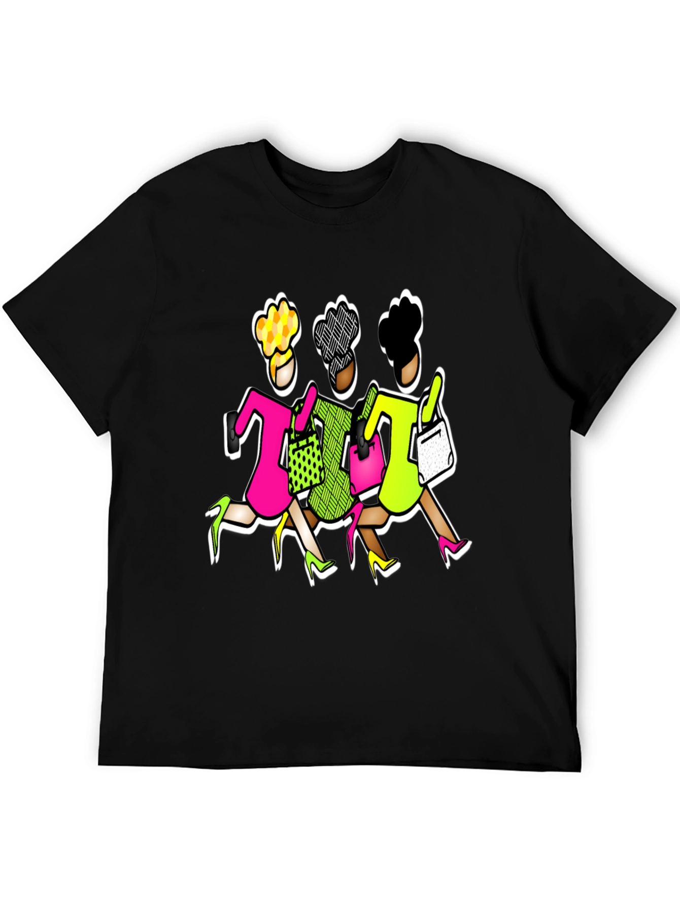 Stylish Shoppers Graphic Tee - Black Cotton