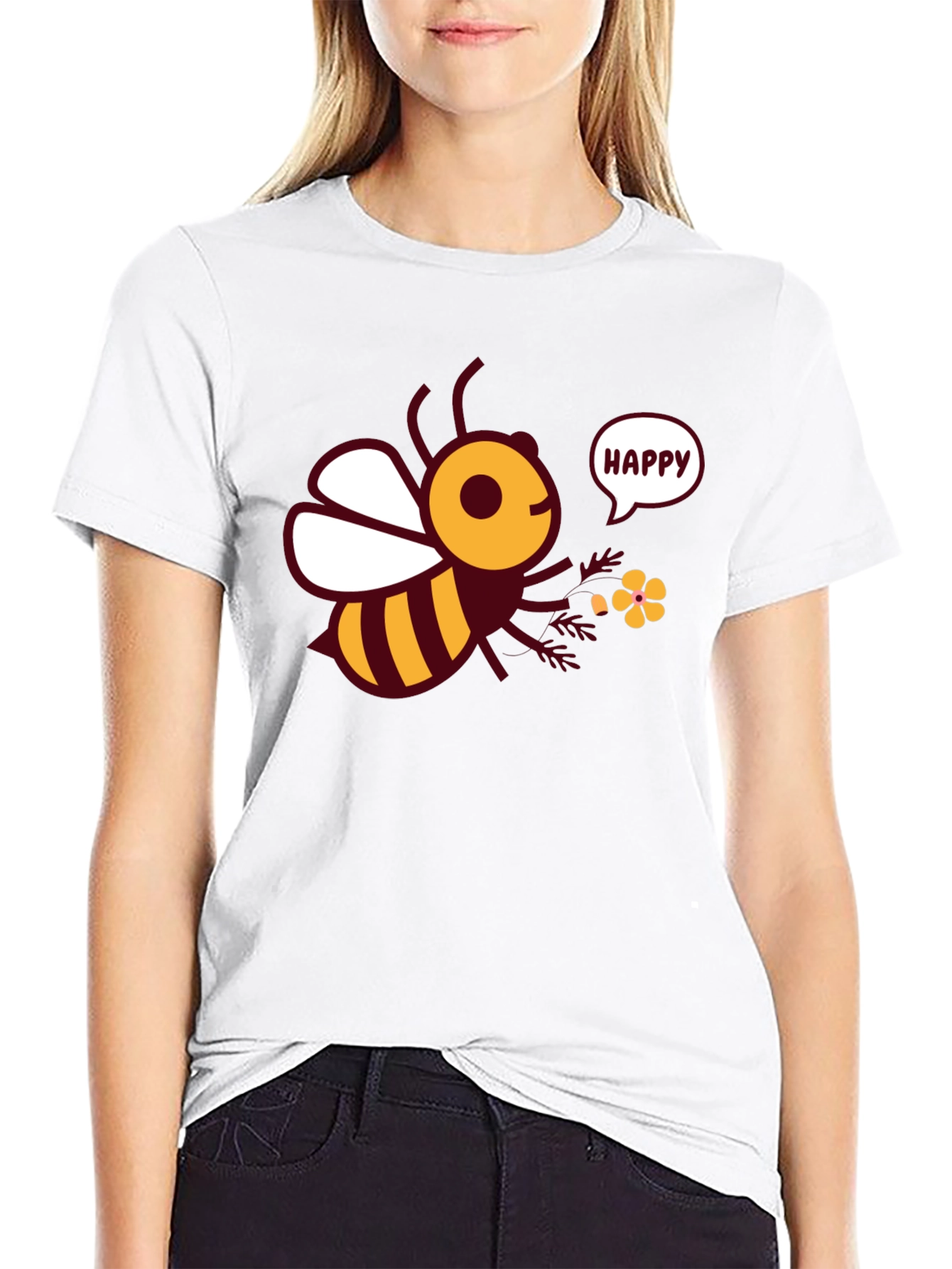 Happy Bee Graphic Tee - Mens Black T-Shirt