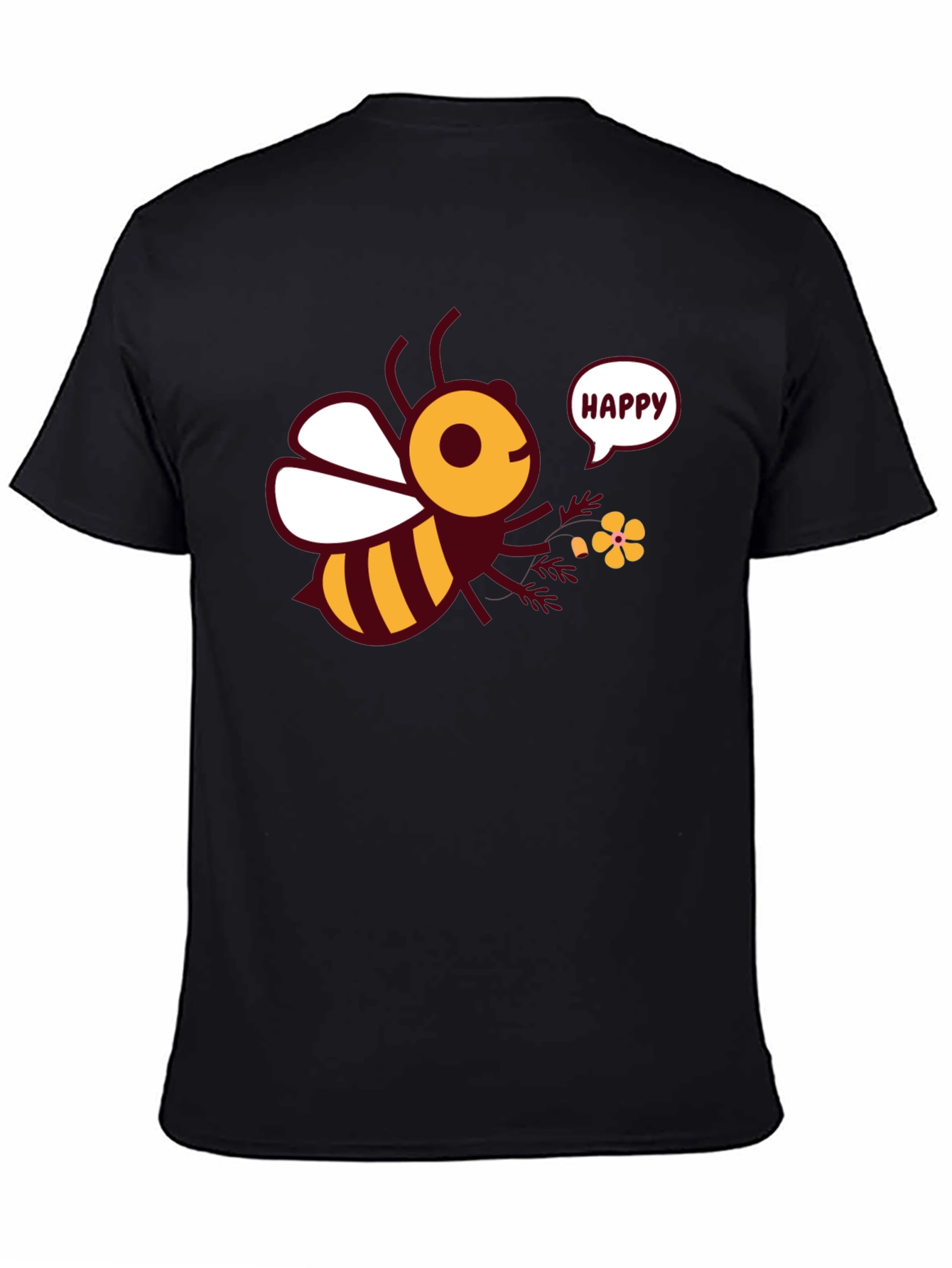 Happy Bee Graphic Tee - Mens Black T-Shirt