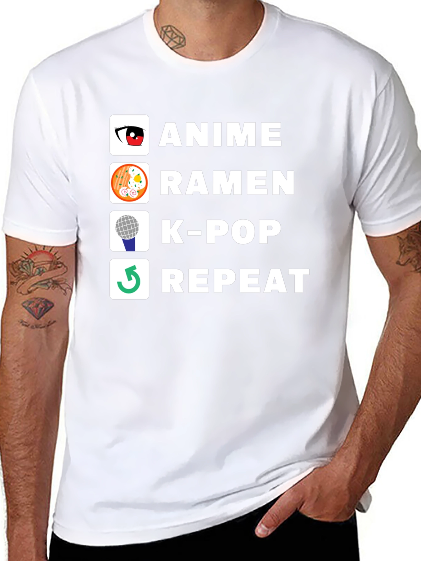 Anime Ramen K-Pop Repeat Graphic T-Shirt