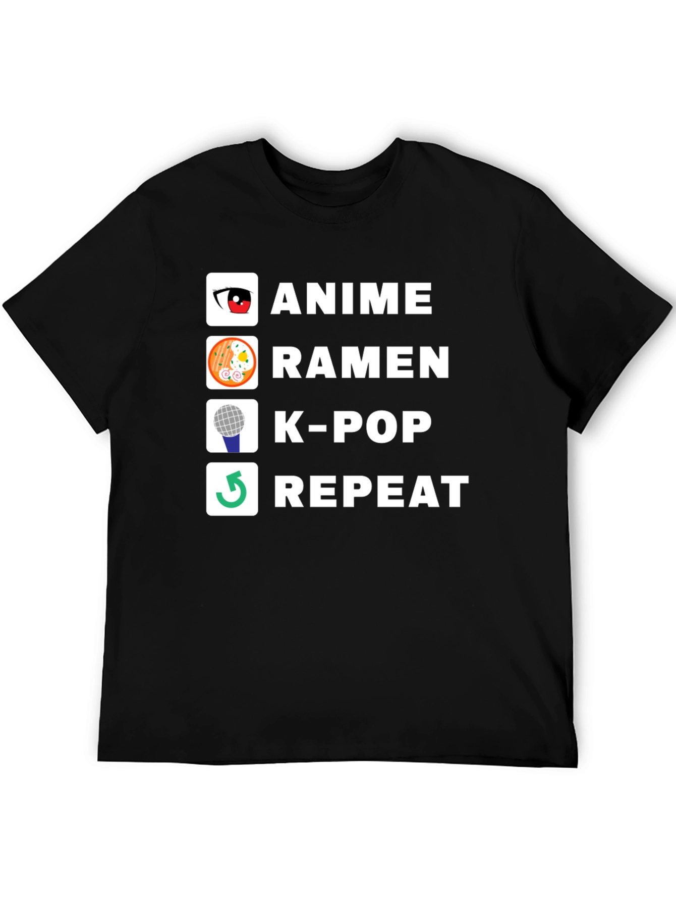 Anime Ramen K-Pop Repeat Graphic T-Shirt