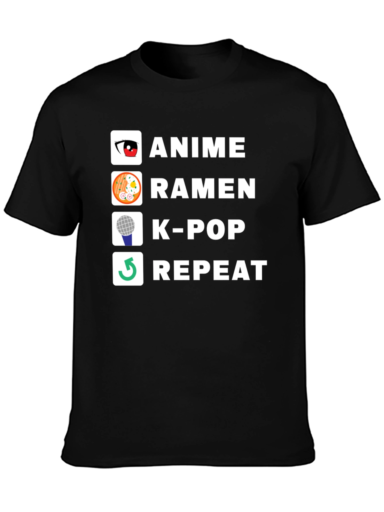 Anime Ramen K-Pop Repeat Graphic T-Shirt